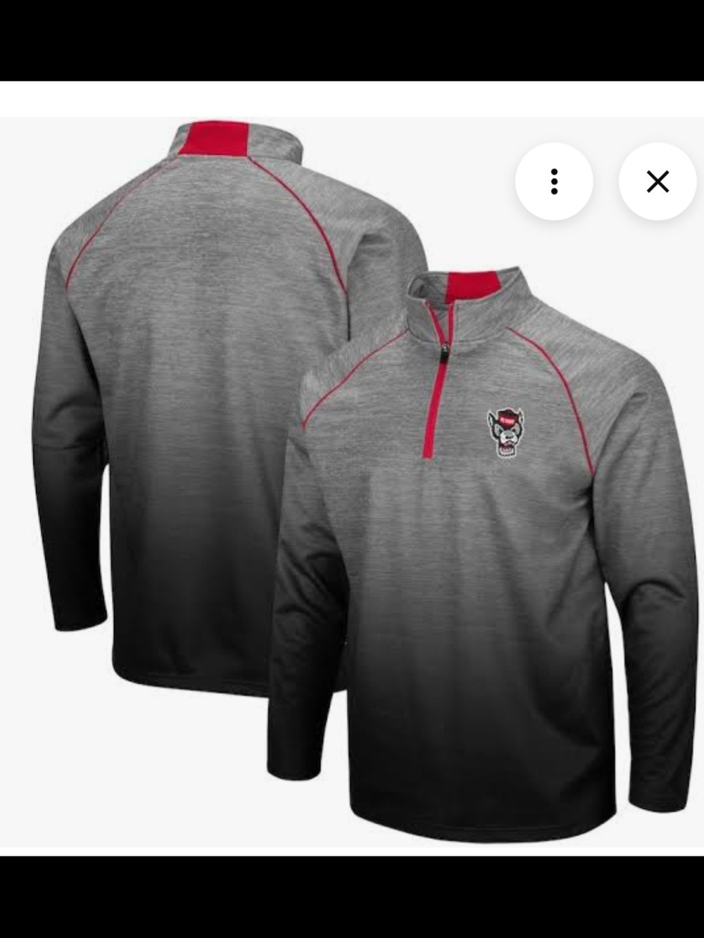 NC State Gray to Black Gradient Quarter-Zip Pullover with Red Accents Size L